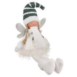   Vianočná figúrka sediaceho anjela s trblietavými krídlami, 32 cm 00022339