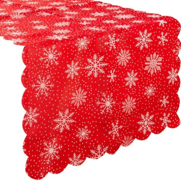 Vianočný stôlový behúň so vzorom snehových vločiek, 220 × 35 cm 00022789