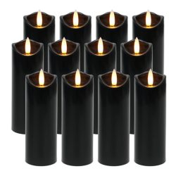   RUHHY čierne LED sviečky s blikajúcim plameňom, 12 ks 00026382