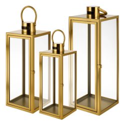   RUHHY 3-dielna sada zlatých dekoratívnych lampášov, 63/49/38 cm 00026476