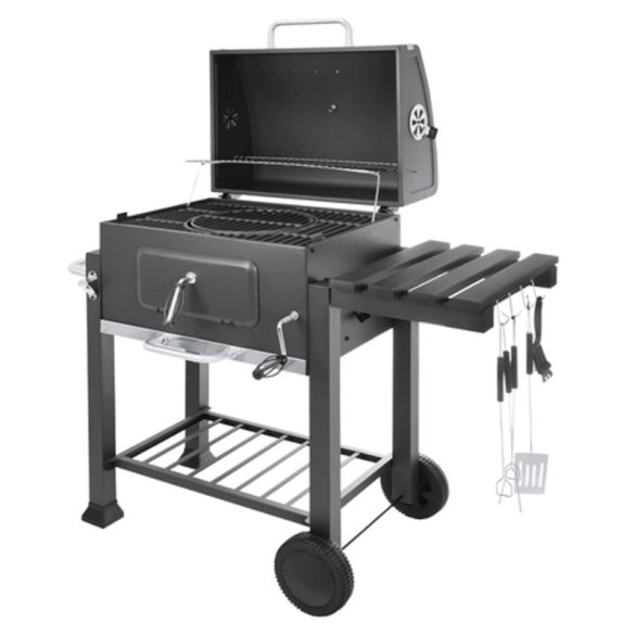 Kaminer prémiový gril na drevené uhlie s liatinovým roštom, vekom a teplomerom 00027318