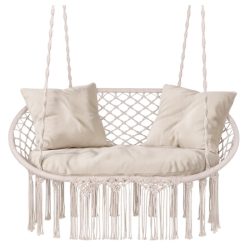   Gardlov dvojité závesné kreslo s vankúšmi, krémové 00027379