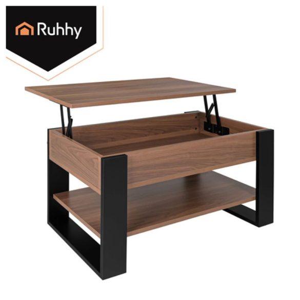 Ruhhy 3 v 1 – stolík na fajčenie s výškovo nastaviteľnou doskou, úložným priestorom a policou, 92 × 51 × 47 cm 00027849