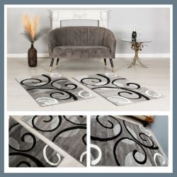   Eylül Čierno-sivá súprava nefiguratívnych kobercov 01200D-SIYAH-GRI-SZETT1
