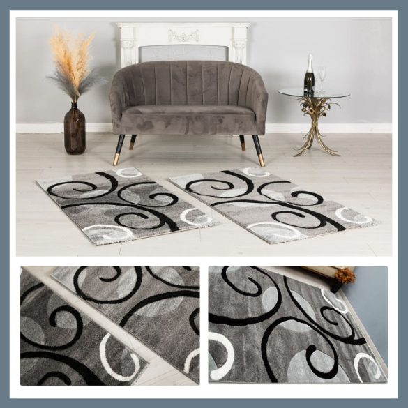 Eylül Čierno-sivá súprava nefiguratívnych kobercov 01200D-SIYAH-GRI-SZETT1