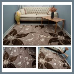   Eylül Kávovo-hnedý kvetinový vzor 160x220 Koberec 01203D-KAHVE-BARNA-160220