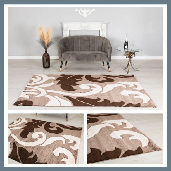 Eylül Hnedý biely moderný koberec 160x220 01204D-KAHVE-160220