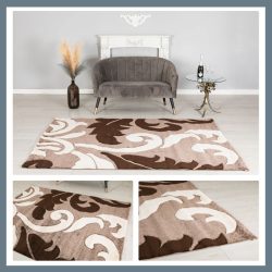   Eylül Hnedý biely moderný koberec 200x280 01204D-KAHVE-200280