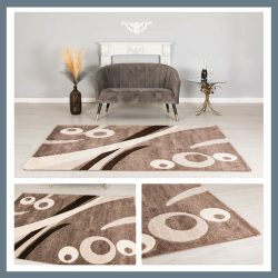   Eylül Coffee-White Modern Rug 160x220 01205D-KAHVE-BEJ-160220