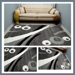   Eylül Šedo-čierny moderný koberec 120x170 01205D-SIYAH-GRI-120170