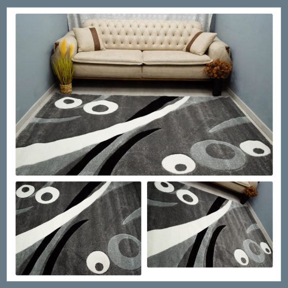 Eylül Šedo-čierny moderný koberec 220x280 01205D-SIYAH-GRI-220280