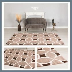   Eylül Kávovo-béžový kruhový vzor 160x220 Koberec 01207D-KAHVE-VIZON-160220