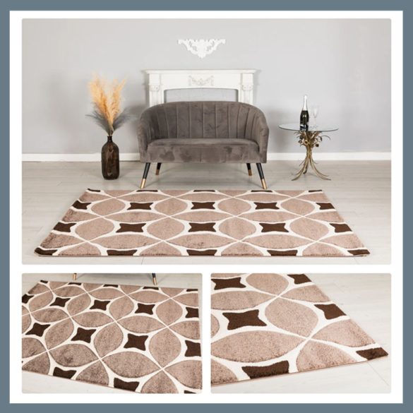 Eylül Kávovo-béžový kruhový vzor 160x220 Koberec 01207D-KAHVE-VIZON-160220