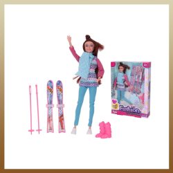 Bábika lyžiarka s doplnkami, 29 cm 029275