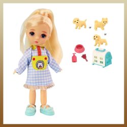 Bábika so psíkom, 12,5 cm, 036489