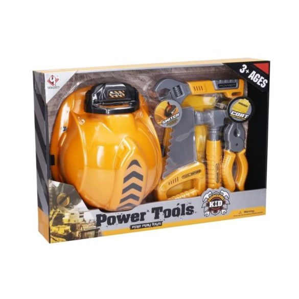Sada náradia Power Tools a prilba s lampou – pre malých staviteľov 038094