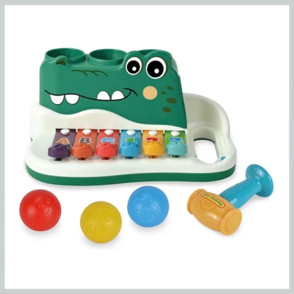 Xylofón s kladivkom krokodíl 25 cm 038631
