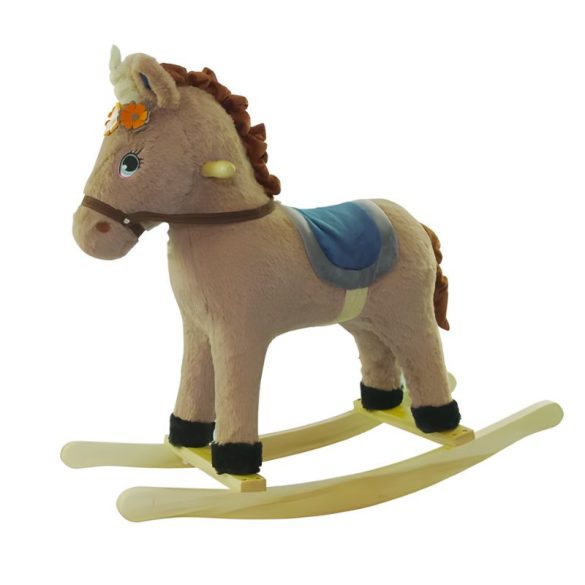 Hnedá plyšová hojdačka v tvare jednorožca so zvukovými efektmi 039309