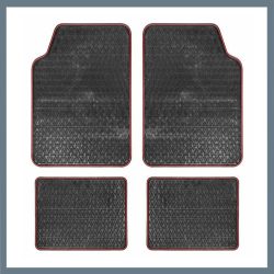   Sada gumových rohoží ALASKA – 4 kusy, čierna a červená 04219