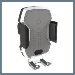   Držiak na telefón LUKE-X – bezdrôtové nabíjanie, 10 W, strieborný 06301