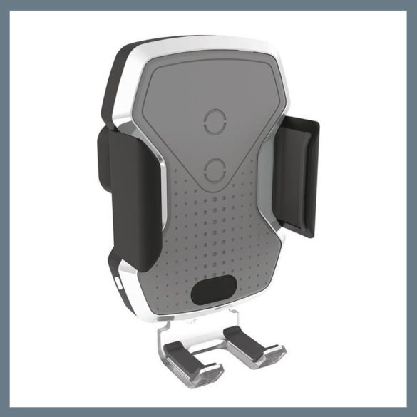 Držiak na telefón LUKE-X – bezdrôtové nabíjanie, 10 W, strieborný 06301