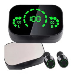   Bezdrôtové Bluetooth slúchadlá s LED nabíjacím puzdrom a mikrofónom – čierne 06356