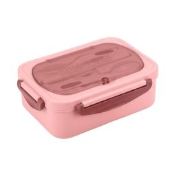   Ružová krabička na desiatu s priehradkami a príborom 07270_R