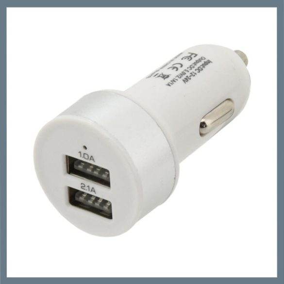 USB adaptér do auta – 2 porty, do zapaľovača 12/24 V, výstup 5 V / 2100 mA 07406