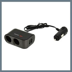   Rozbočovač do autozapaľovača – 12/24 V, 2 zásuvky a 2 USB porty 07422