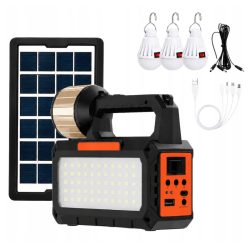   Kempingová lampa na solárnu energiu s LED žiarovkami, rádiom a funkciou Bluetooth 08385
