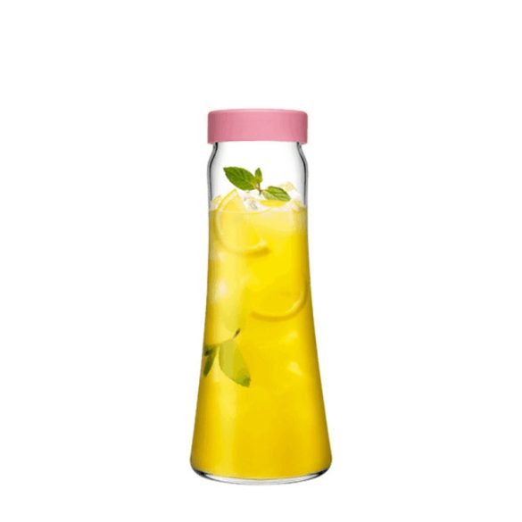 Pasabahce Domáca karafa a sklenená kanvica s ružovým plastovým viečkom (1000 ml) 1007288