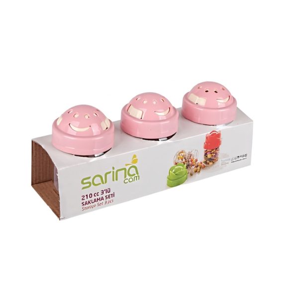 Sada sklenených nádob na korenie a cukrovinky Sarina Cam (3 ks, 3 x 210 ml) 1008004