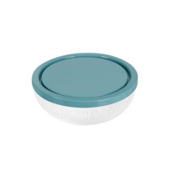   Ribovaná sklenená miska na uchovávanie a servírovanie jedla s plastovým viečkom (1350 ml) 1008033