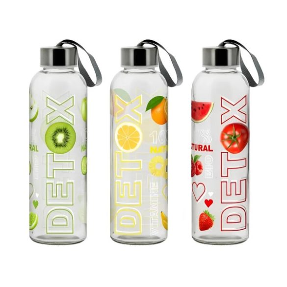 Cerve Detox Prémium sklenená fľaša s kovovým skrutkovacím uzáverom a uškom na prenášanie (0,5 l) 1020079
