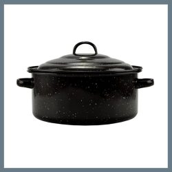   Perfect Home Smaltovaný hrniec s pokrievkou 27 cm, 2,8 litra, čierno-biely bodkovaný 10389