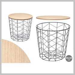   Oceľový bočný stolík s čiernou drevenou doskou, 44×54 cm – 11093