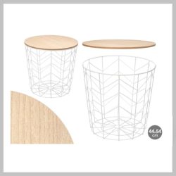   Oceľový bočný stolík s bielou drevenou doskou, 44×54 cm – 11104