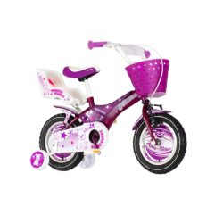   Detský bicykel Happy Puppy s 12" košíkom a detským sedadlom 1120027