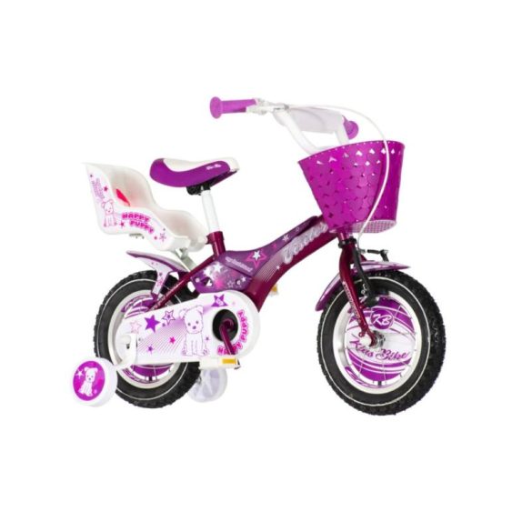Detský bicykel Happy Puppy s 12" košíkom a detským sedadlom 1120027