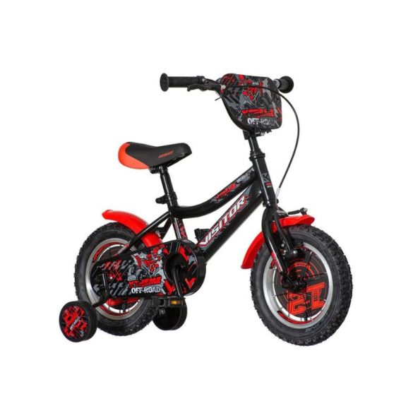 Detský bicykel Xtreme Kids 12" – čierny a červený, s pomocnými kolieskami 1120074