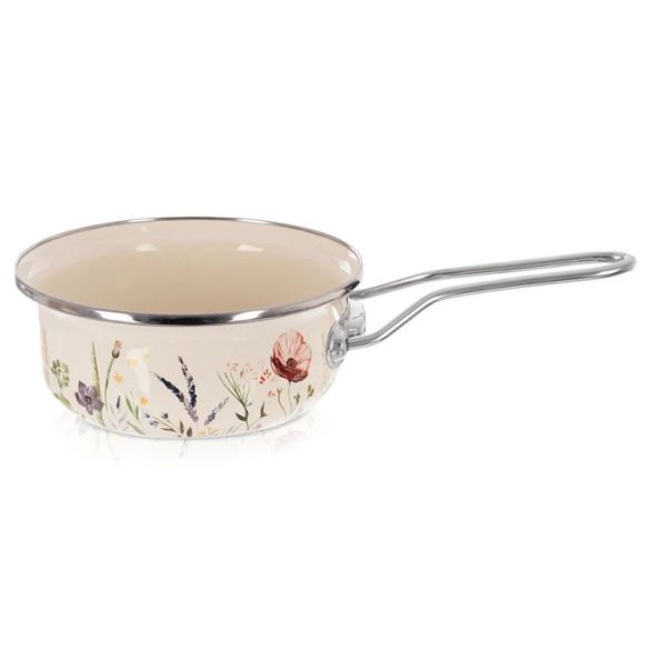 Krémovo biely smaltovaný hrniec s uškom a makovým vzorom (MAKI) – 950 ml, 16 cm 113390