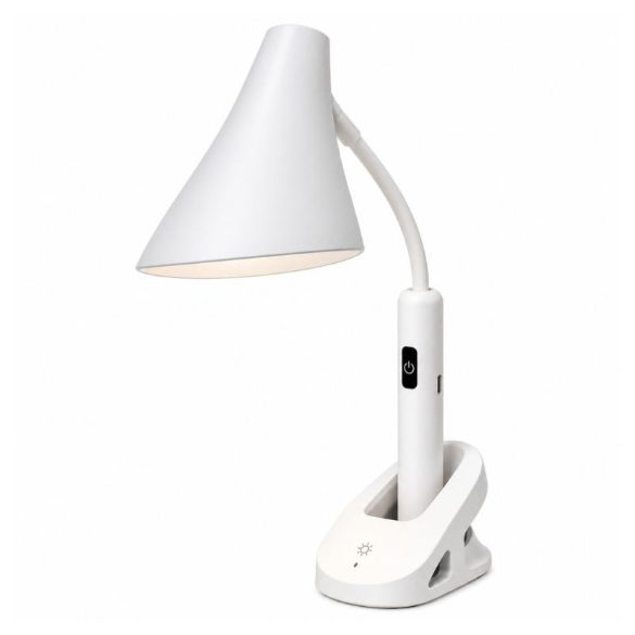 LED stolná lampa s upínacím držiakom – biela farba 12122