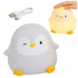   LED nočná lampička v tvare tučniaka pre deti, silikón, USB-C, s časovačom 12416