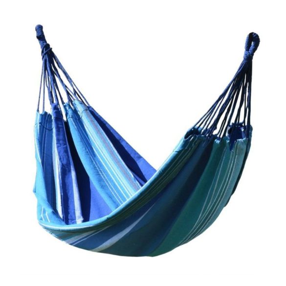 Textilná hojdacia sieť 200 x 100 cm modro biela 13567