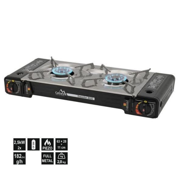 Prenosný dvojhorákový plynový varič TRAVELER DUO na LPG 13599