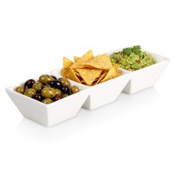   Trojdielna biela keramická miska na občerstvenie 29 cm 139458