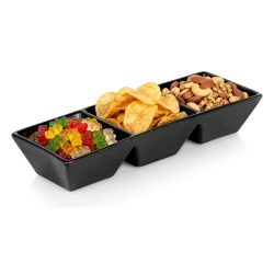   Trojdielna čierna keramická miska na občerstvenie 29 cm 139459