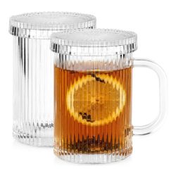 Sklenené hrnčeky s viečkom – 330 ml, 2 ks 139478
