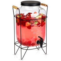   Vilde dávkovač nápojov s kohútikom a podstavcom 8 l – sklenený dávkovač nápojov, praktický a elegantný 139596