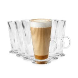   6-dielna sada rebrovaných pohárov na latte s uškom, 270 ml, 139861